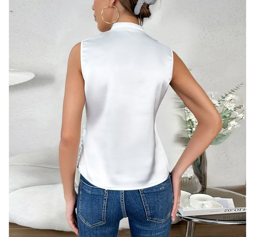 Alicia - Elegant Lisse - Sans Manches Haut - Image 4
