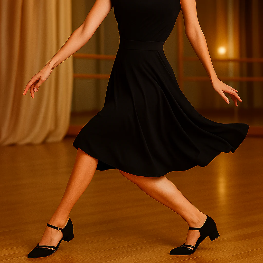 Amelie - Chaussures de Danse Noires Élégantes à Talon Bas - Image 6