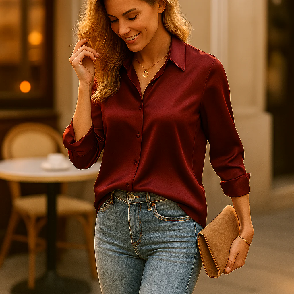 Blouse Satinée Femme Esthere – Élégante à Manches Longues - Image 10