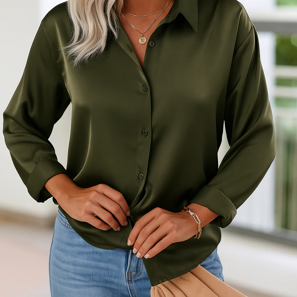 Blouse Satinée Femme Esthere – Élégante à Manches Longues - Image 6