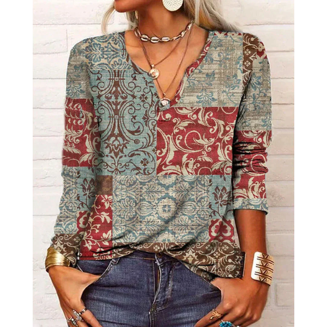 Bohémienne Multicolore - Blouse à Manches Longues