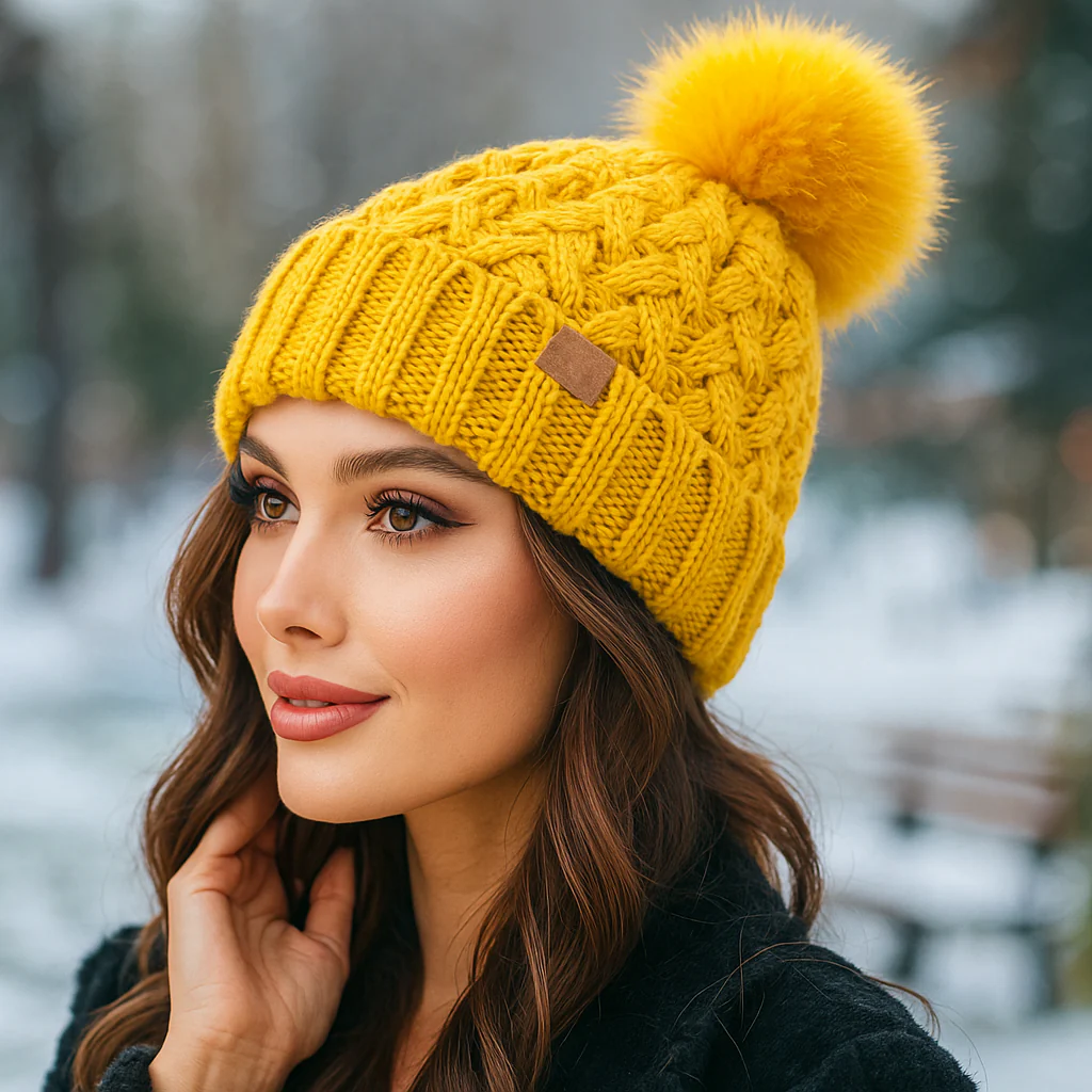 Bonnet d’hiver à pompon tricot torsadé - Image 10