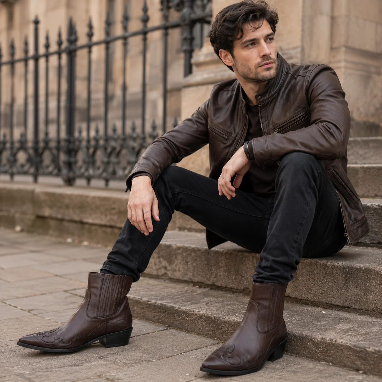 Bottes Cowboy Homme en Cuir Véritable – Style Western Authentique - Image 3
