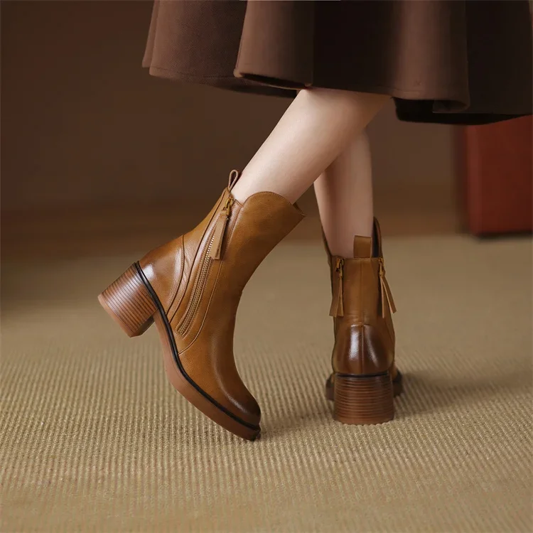 Bottes Cuir Talon Moyen - Élégance LUXE - Image 3