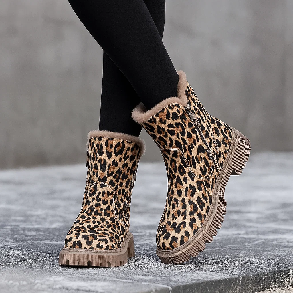Bottes de Neige Imprimé Léopard Femme - Hiver Confort - Image 2