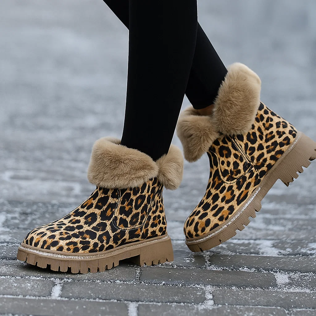 Bottes de Neige Imprimé Léopard Femme - Hiver Confort - Image 3
