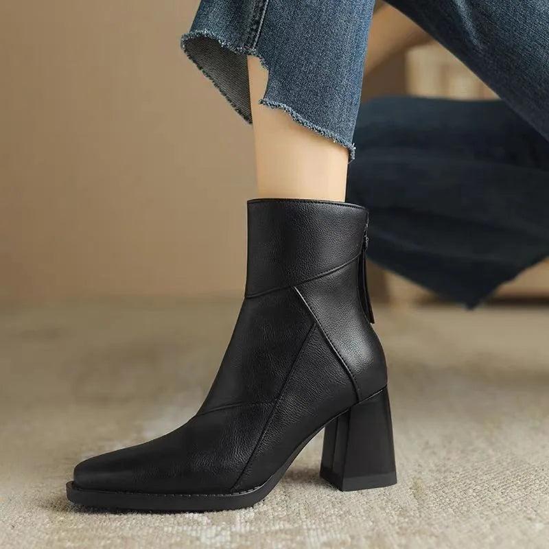 Bottes en Cuir à Talons - Élégance AMBER - Confort Chic - Image 3