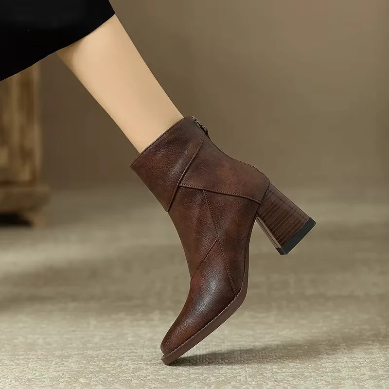 Bottes en Cuir à Talons - Élégance AMBER - Confort Chic - Image 4