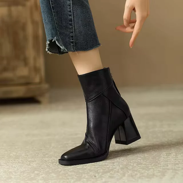 Bottes en Cuir à Talons - Élégance AMBER - Confort Chic - Image 5