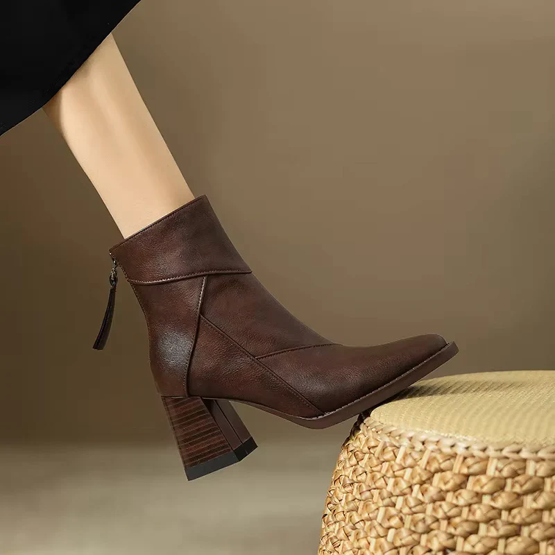 Bottes en Cuir à Talons - Élégance AMBER - Confort Chic - Image 6