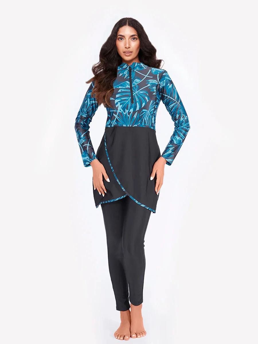 Burkini Modeste 3 Pièces - Maillot Patchwork Sportif - Image 16