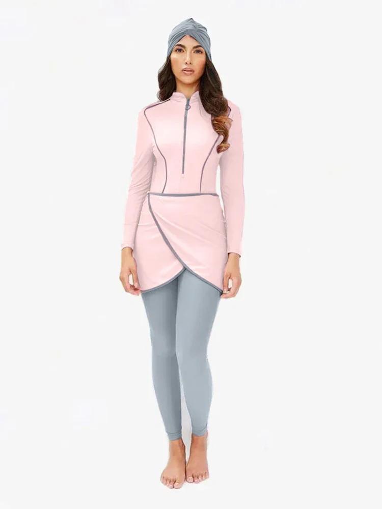 Burkini Modeste 3 Pièces - Maillot Patchwork Sportif - Image 5