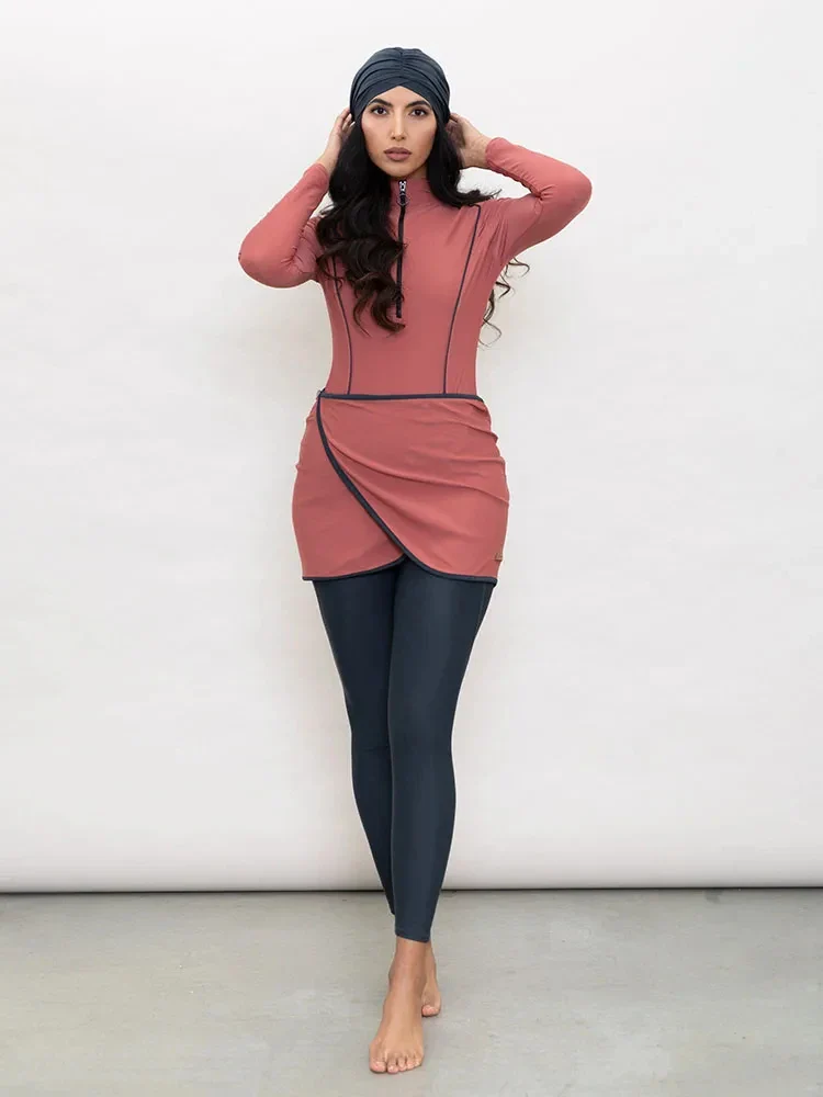 Burkini Modeste 3 Pièces - Maillot Patchwork Sportif - Image 6