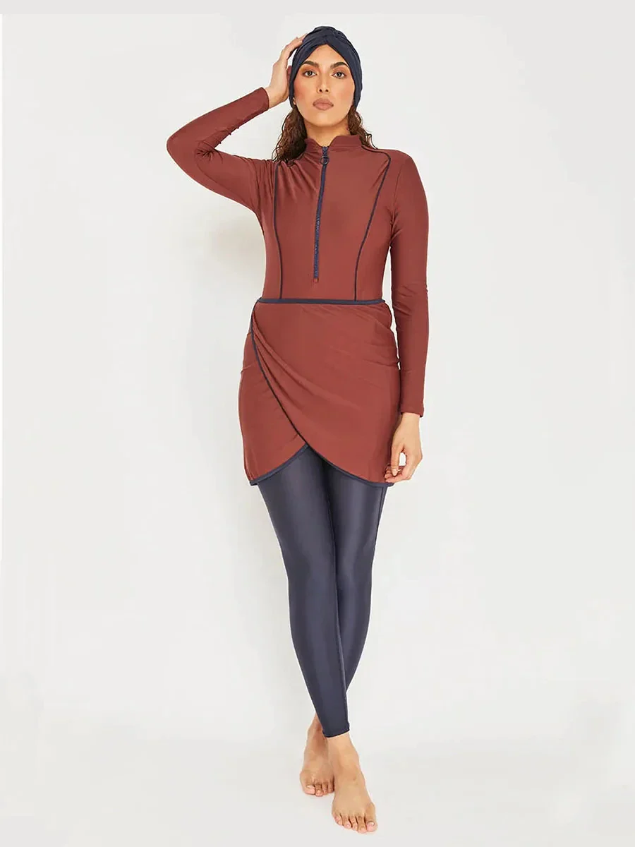 Burkini Modeste 3 Pièces - Maillot Patchwork Sportif - Image 7