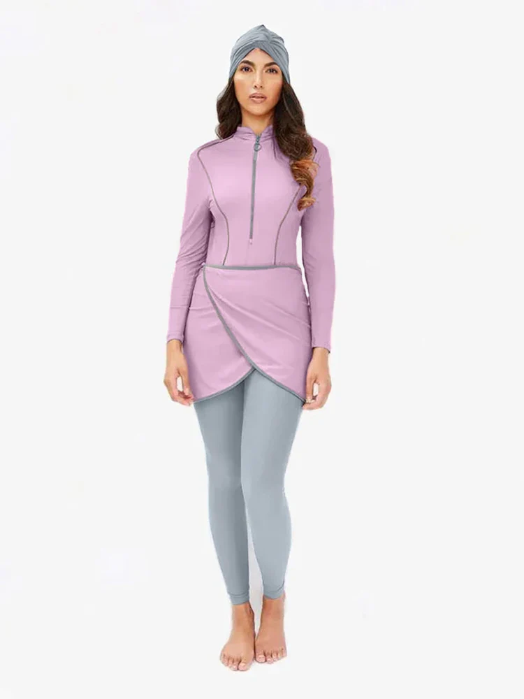 Burkini Modeste 3 Pièces - Maillot Patchwork Sportif - Image 8