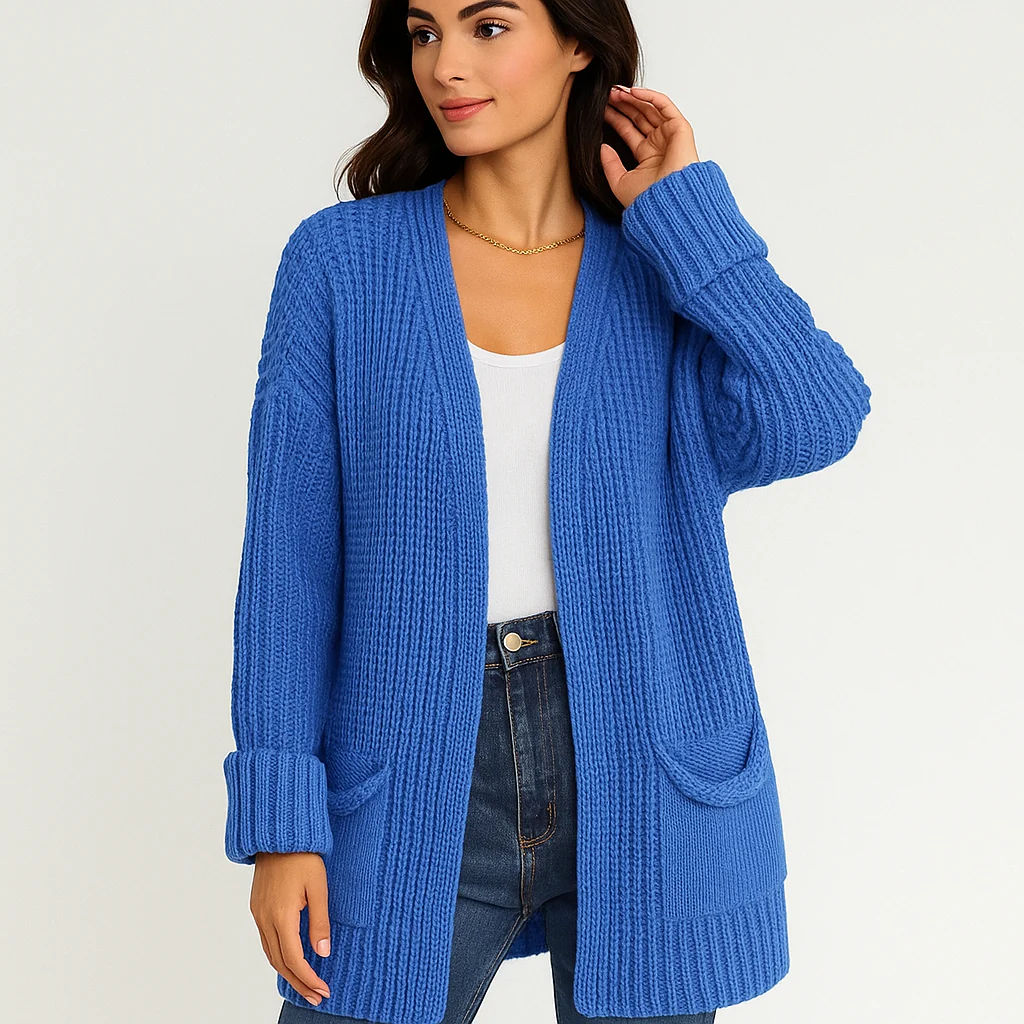 Cardigan ouvert structuré - Poches pratiques - Style élégant