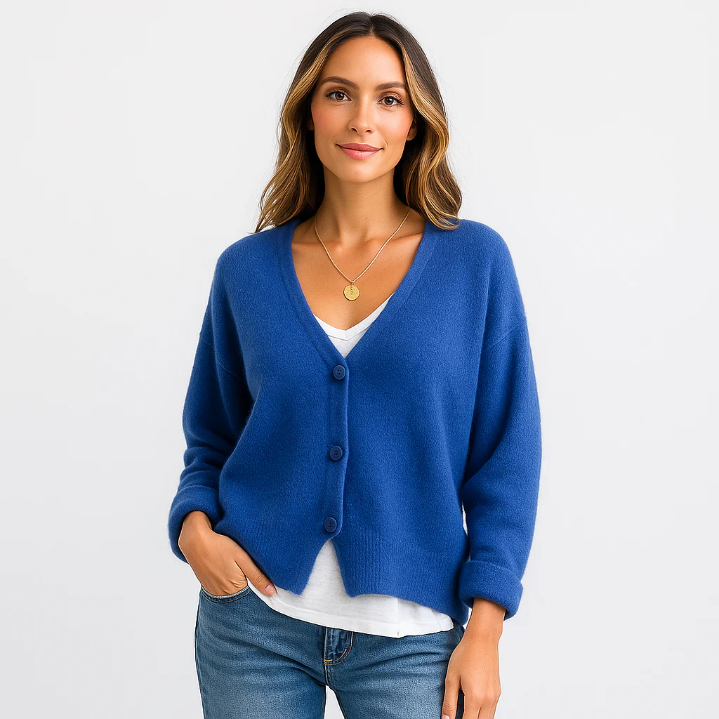 Cardigan V-Cou Stilla - Laine Douce Mélange - Style Confortable - Image 4