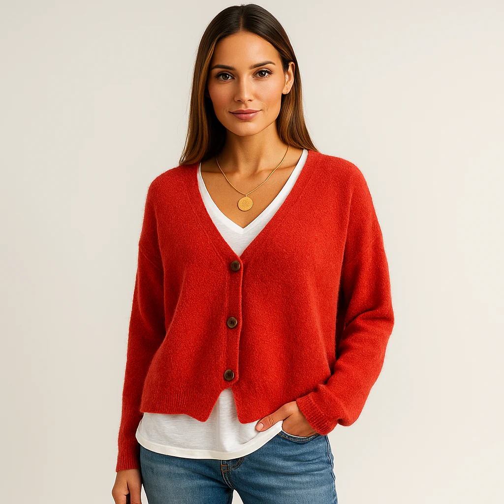 Cardigan V-Cou Stilla - Laine Douce Mélange - Style Confortable - Image 7