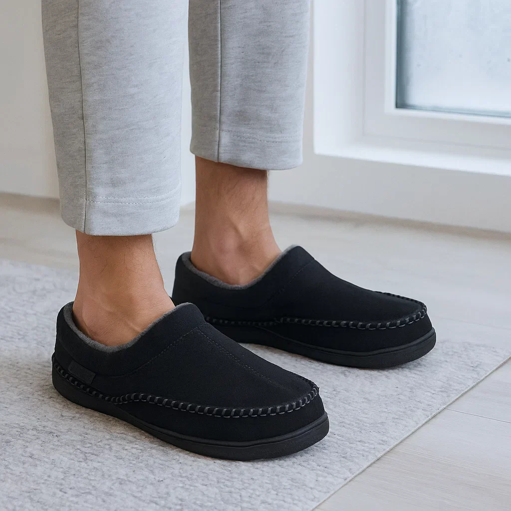 Chaussons antidérapants pour hommes – chauds et à large forme - Image 5