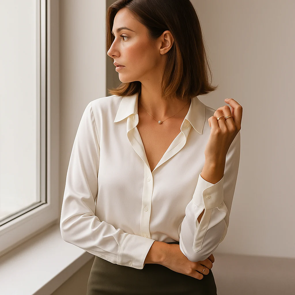 Chemisier Femme Satin Élégant – Look Chic et Professionnel - Image 3