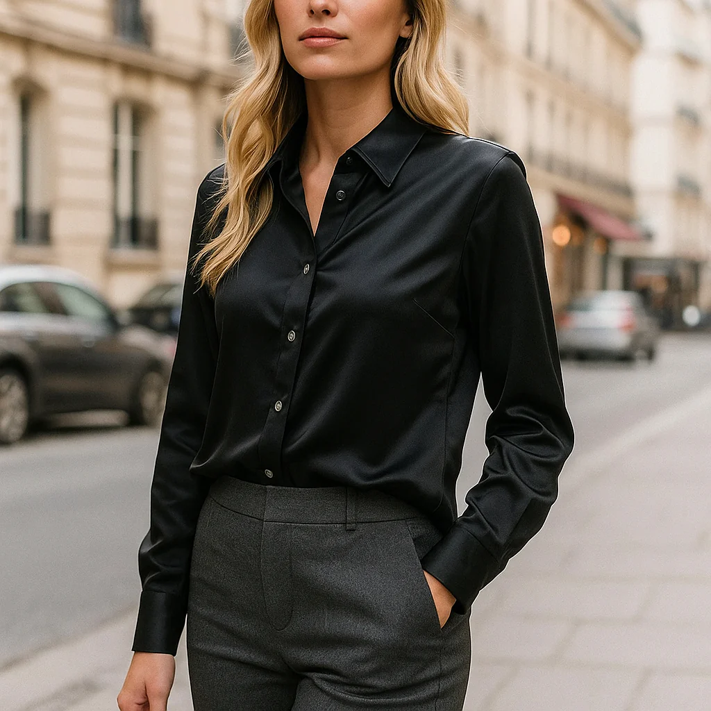 Chemisier Femme Satin Élégant – Look Chic et Professionnel - Image 7