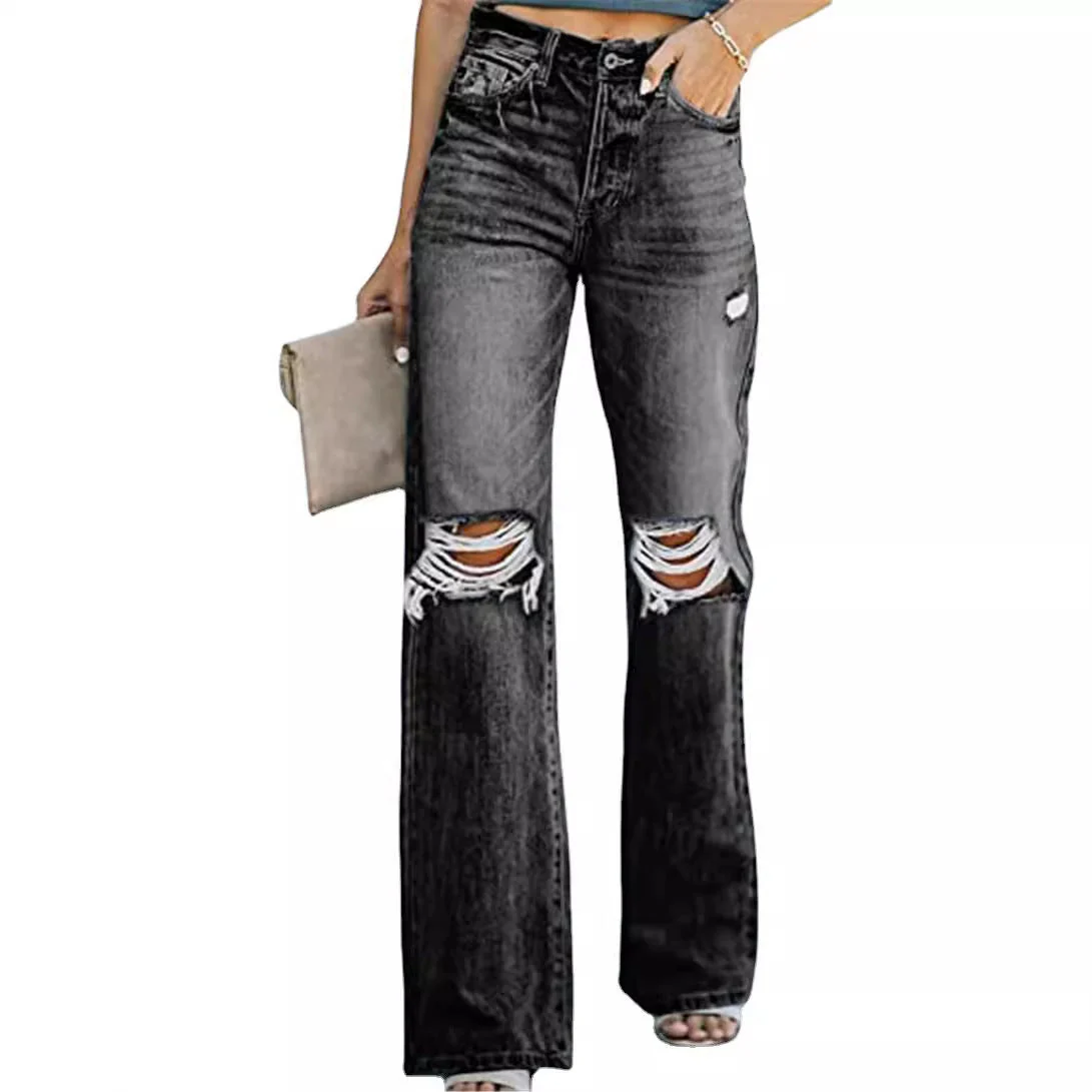 Jeans évasées pour femmes au look destroy moderne avec poches hautes - Image 5