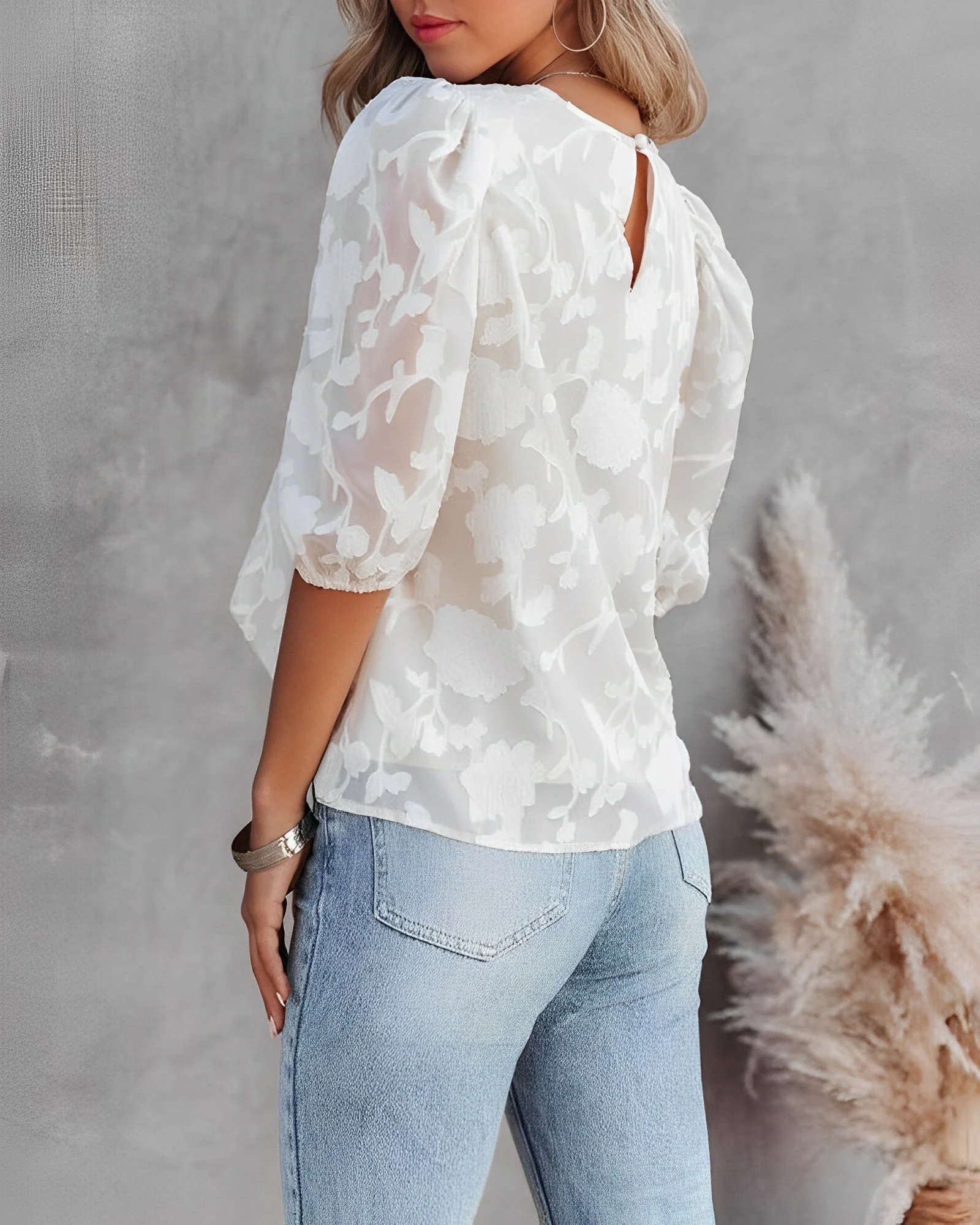 Dorothea - Chiffon Blouse - Manches Bouffantes - Image 3
