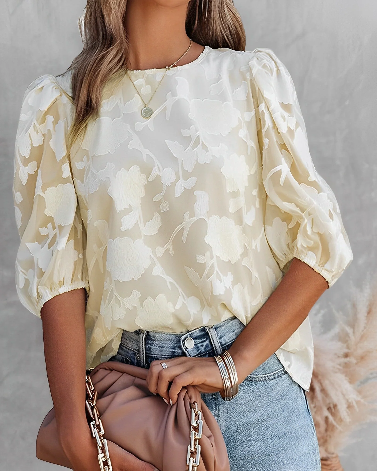 Dorothea - Chiffon Blouse - Manches Bouffantes - Image 8