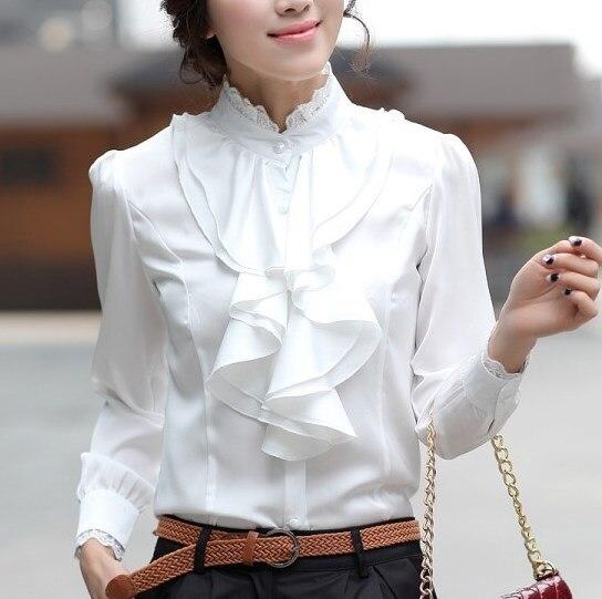 Élégante Chemise Blanche - Manches Longues - Col Jabot