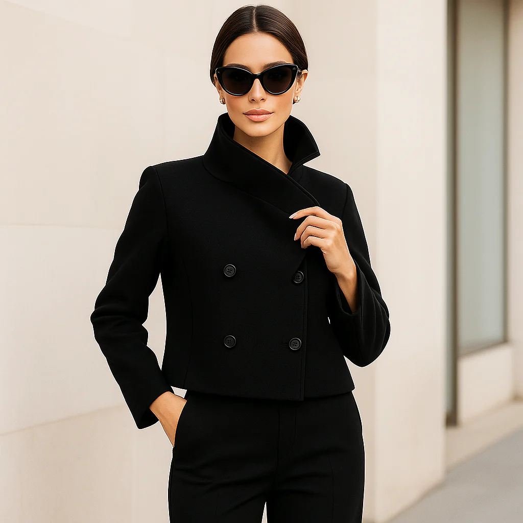 Elise – Veste Courte Élégante à Revers Modernes
