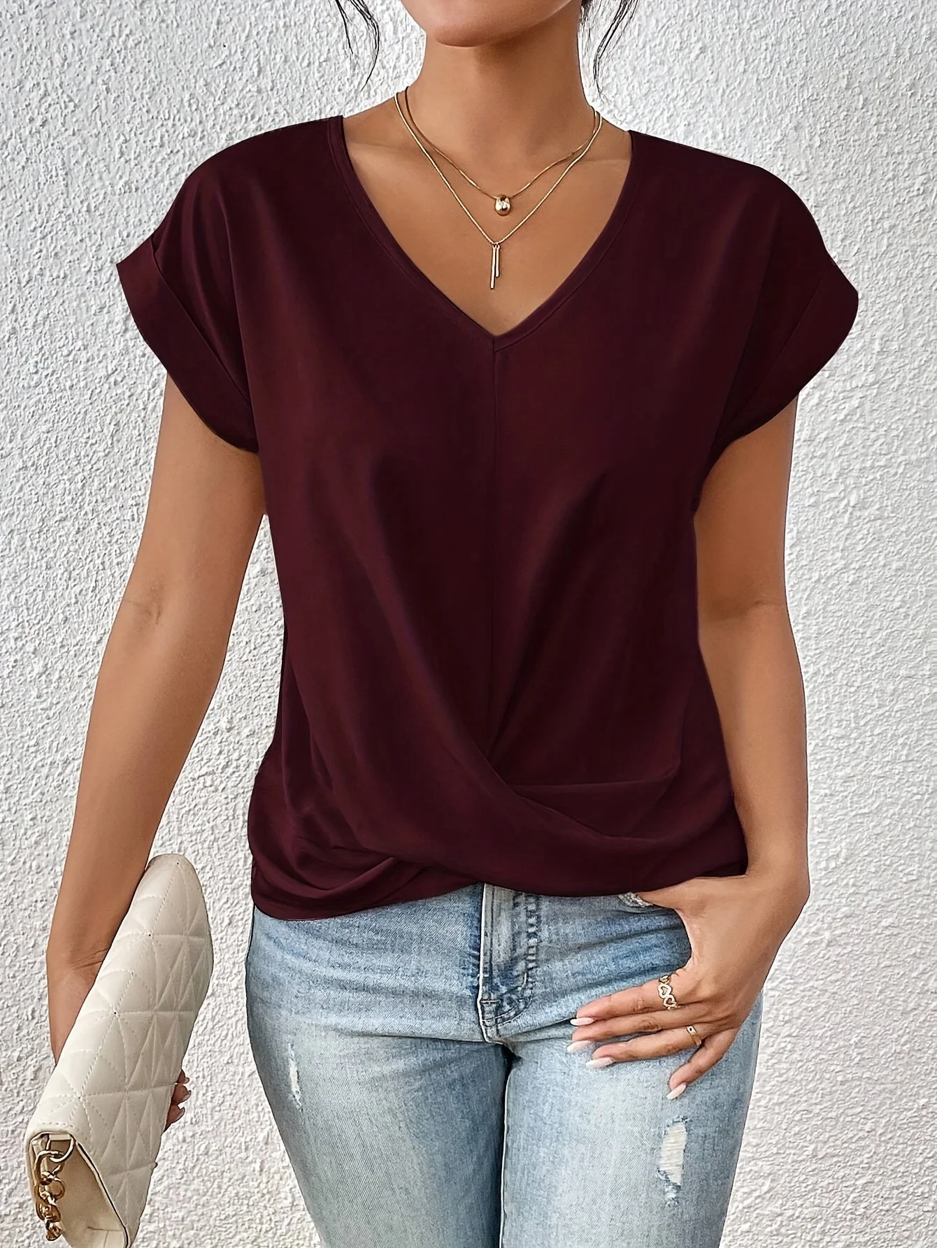 Ella - T-shirt Chic - Confortable Col en Cœur - Image 3