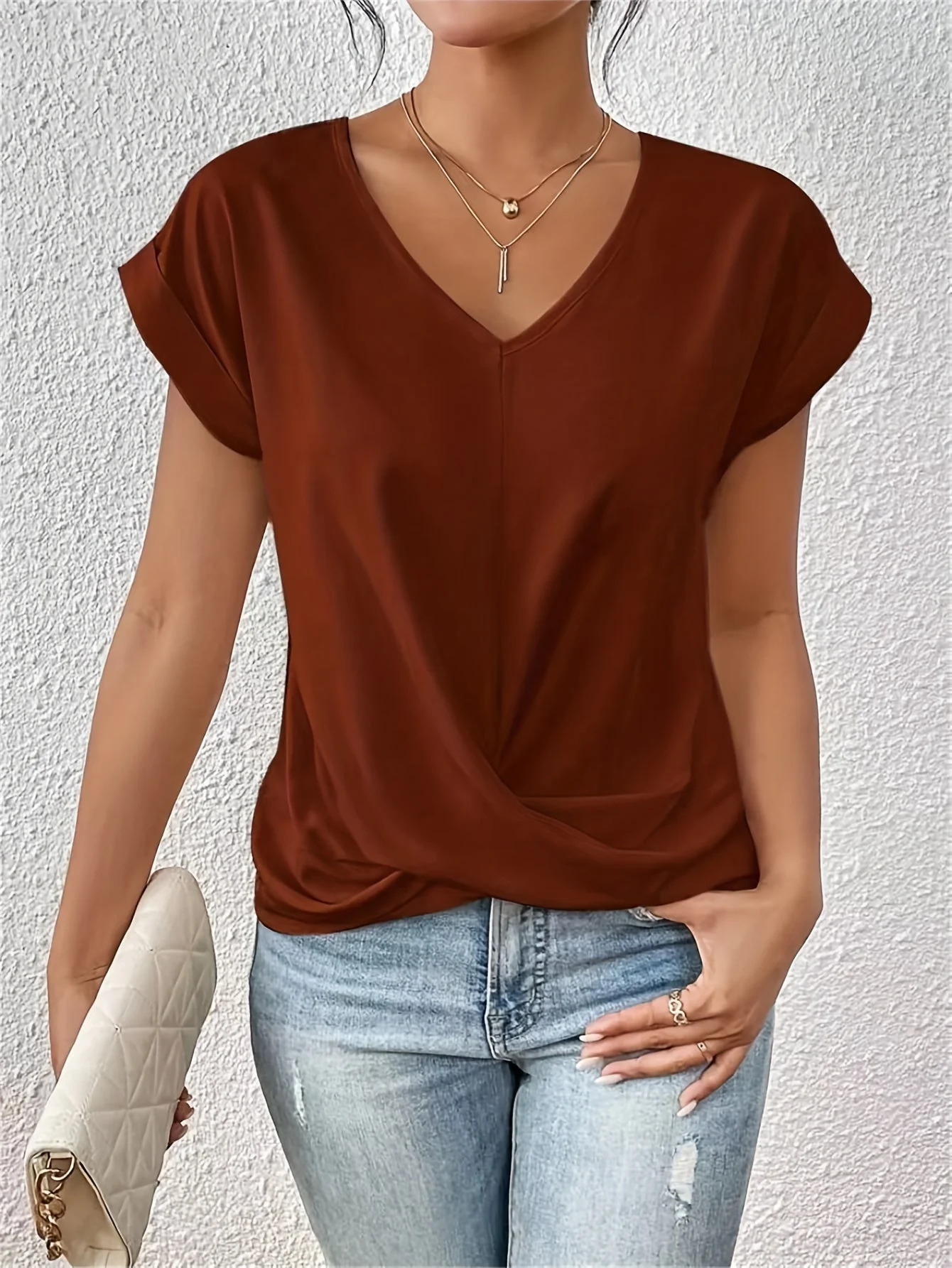 Ella - T-shirt Chic - Confortable Col en Cœur - Image 4