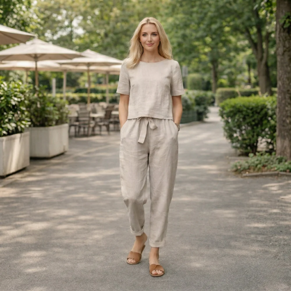 Ensemble en Lin pour Femmes | Blouse Confortable & Pantalon - Image 4