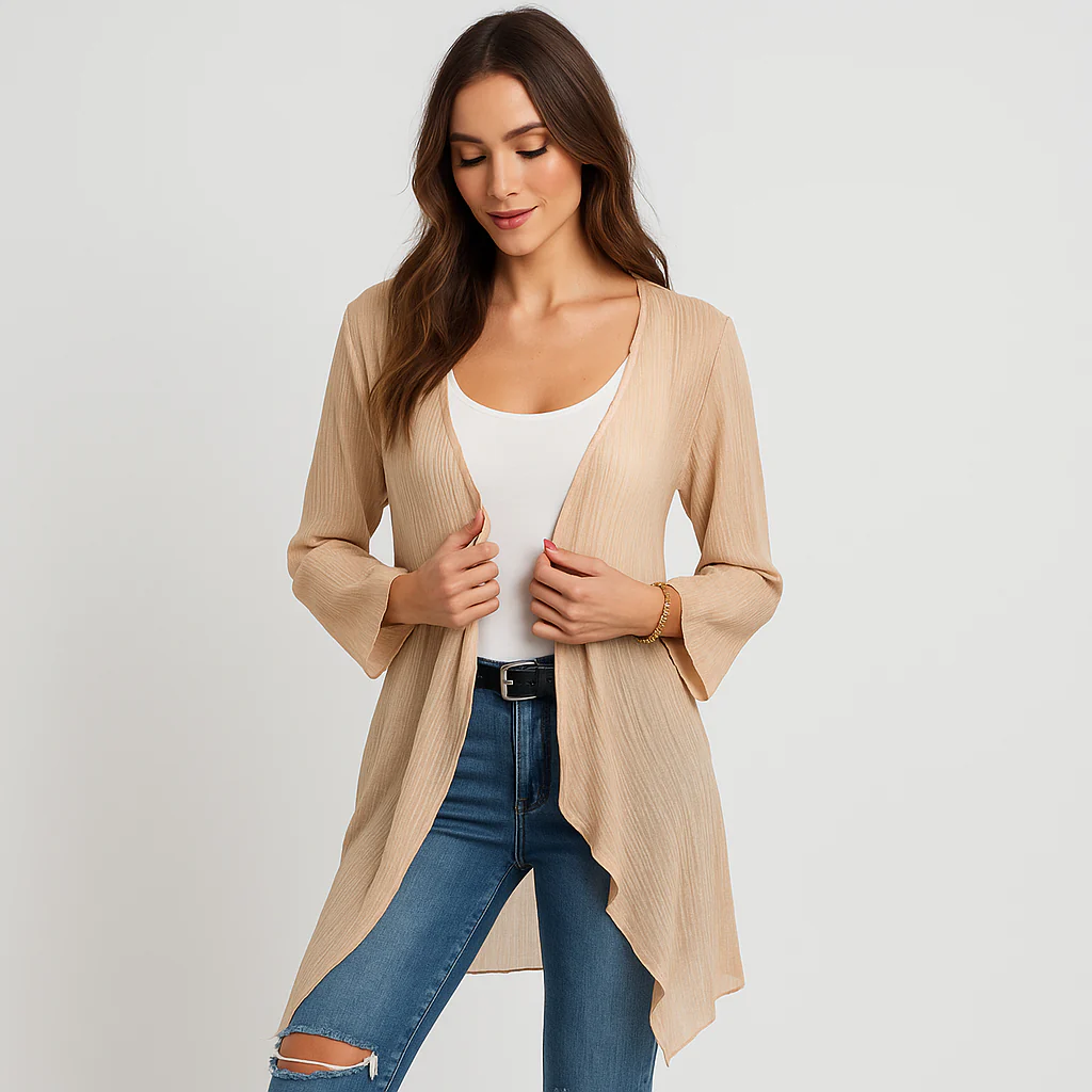 Femme Cardigan Léger - Devant Ouvert - Design Fluide - Stilla Opret