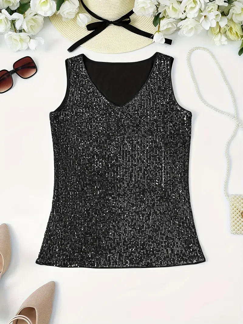 HAWA | Top Paillettes Col V - Éclat - Élégance - Confort - Image 45