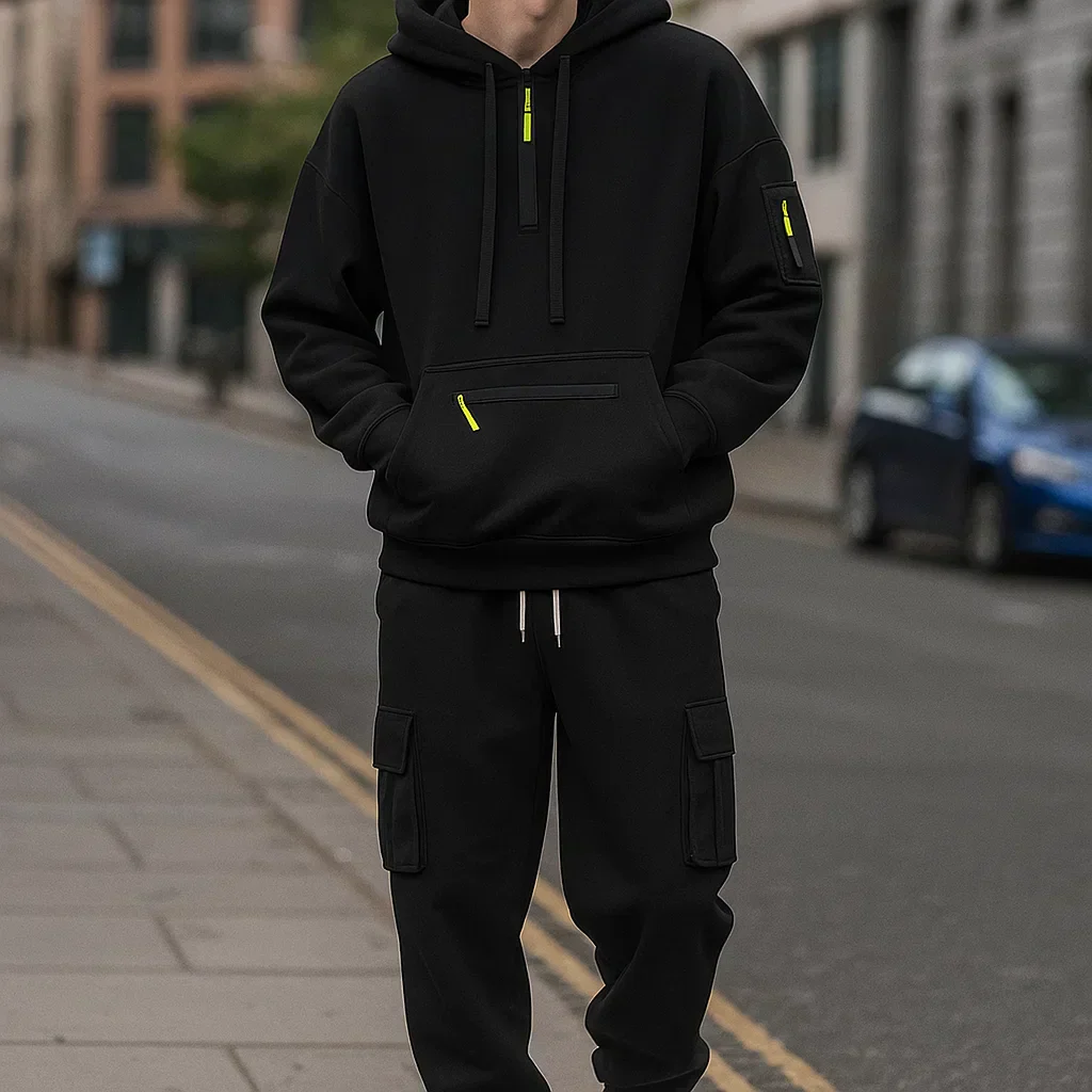 Hoodie pour hommes - Sweat à capuche - Pantalons cargo - Hiver - Image 5