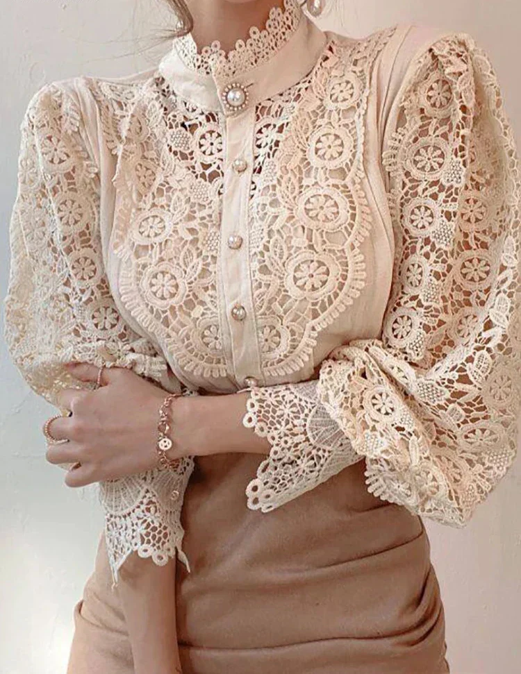 Iris - Élégante Chemise - Col Haut Classique - Image 2