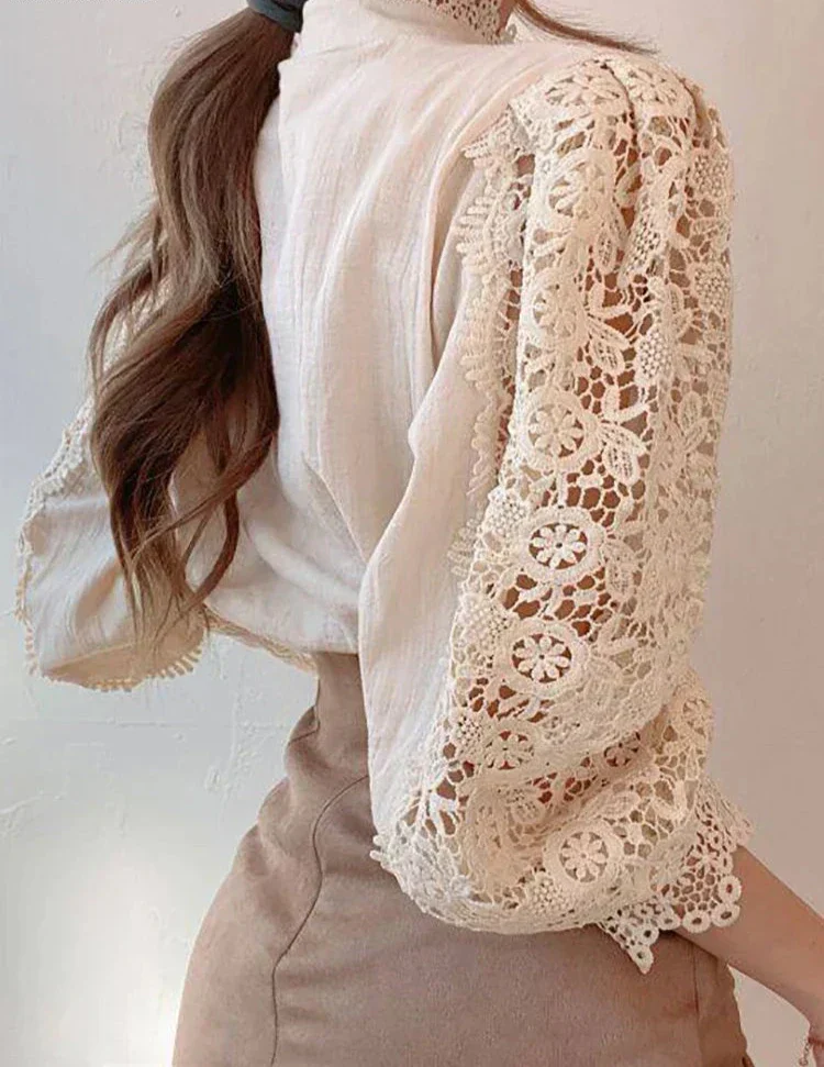 Iris - Élégante Chemise - Col Haut Classique - Image 3