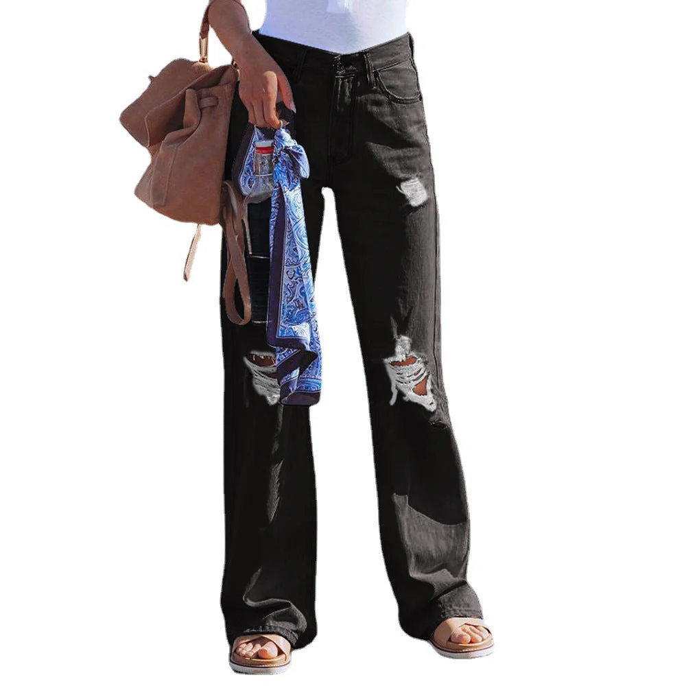 Jeans évasés pour femmes dans un style Destroyed tendance avec taille haute - Image 5