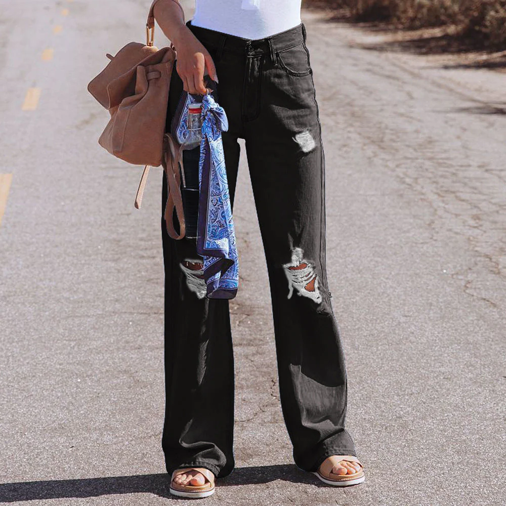 Jeans évasés pour femmes dans un style Destroyed tendance avec taille haute - Image 7