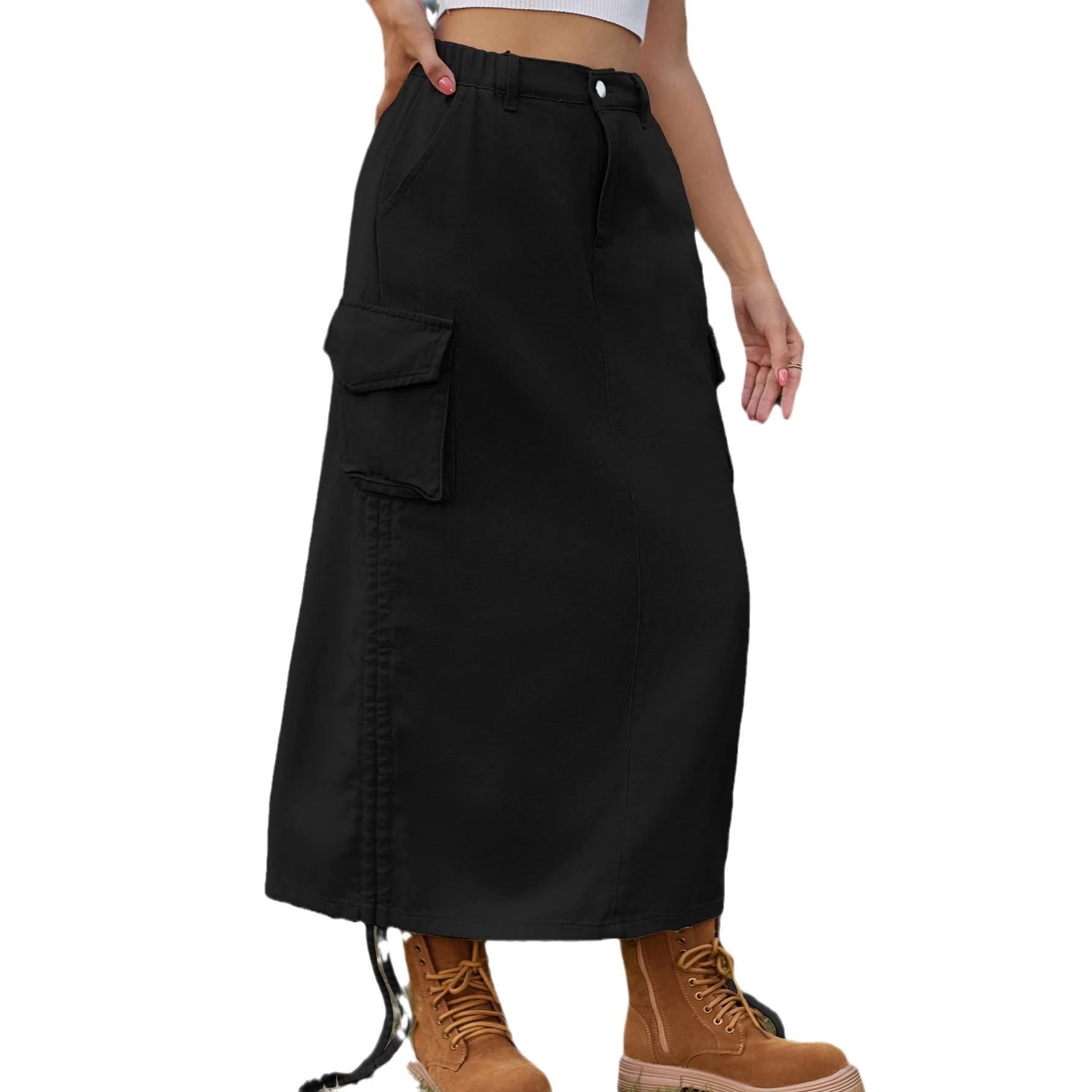 Jupe cargo pour femme avec taille réglable et poches latérales pratiques - Image 5