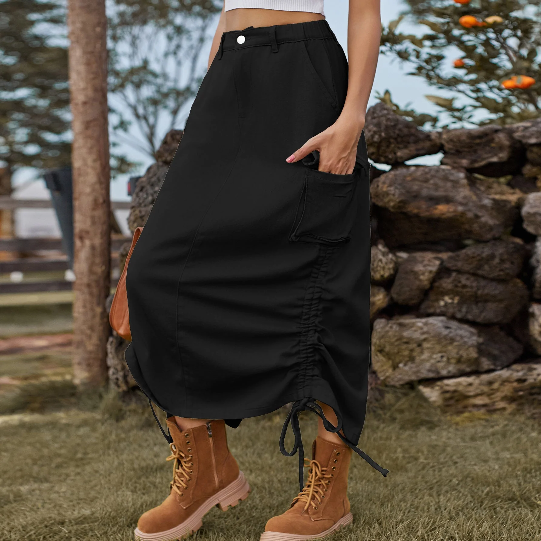 Jupe cargo pour femme avec taille réglable et poches latérales pratiques - Image 7