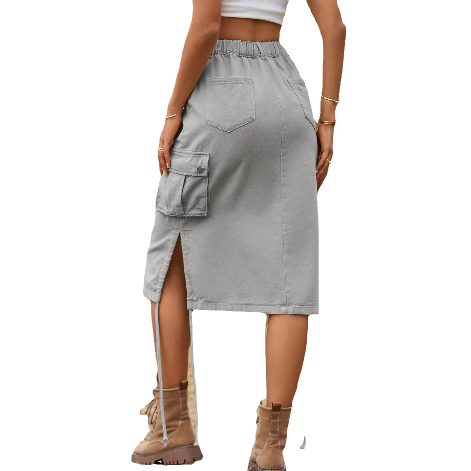 Jupe cargo pour femmes avec poches latérales et ourlet ajustable - Image 15