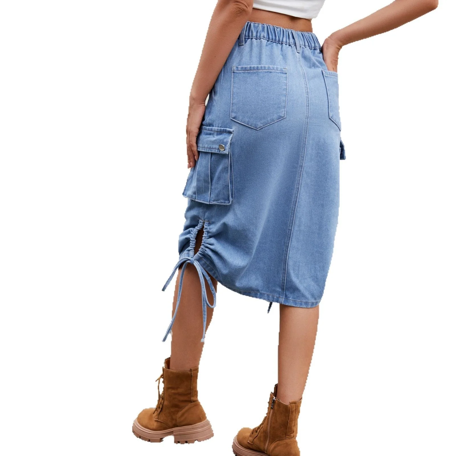 Jupe cargo pour femmes avec poches latérales et ourlet ajustable - Image 16