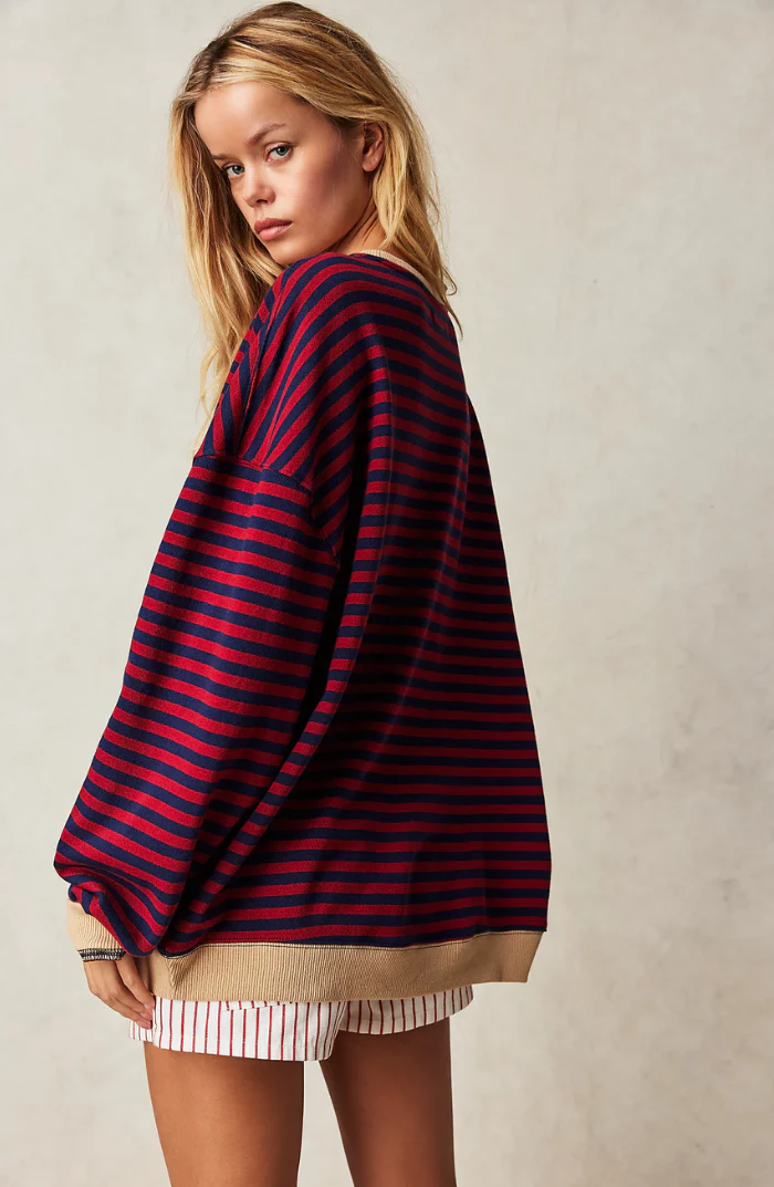 Oversized Rayé Sweat-shirt Femme - Image 6