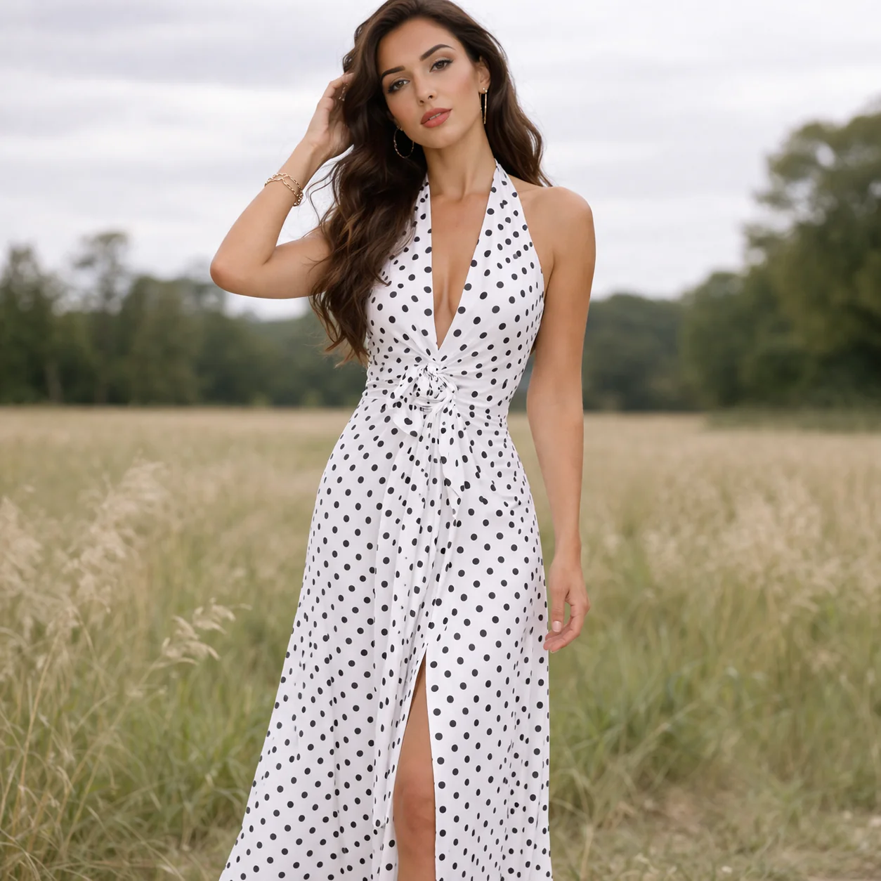 Robe à Pois | Design Féminin | Longueur Longue - Image 3