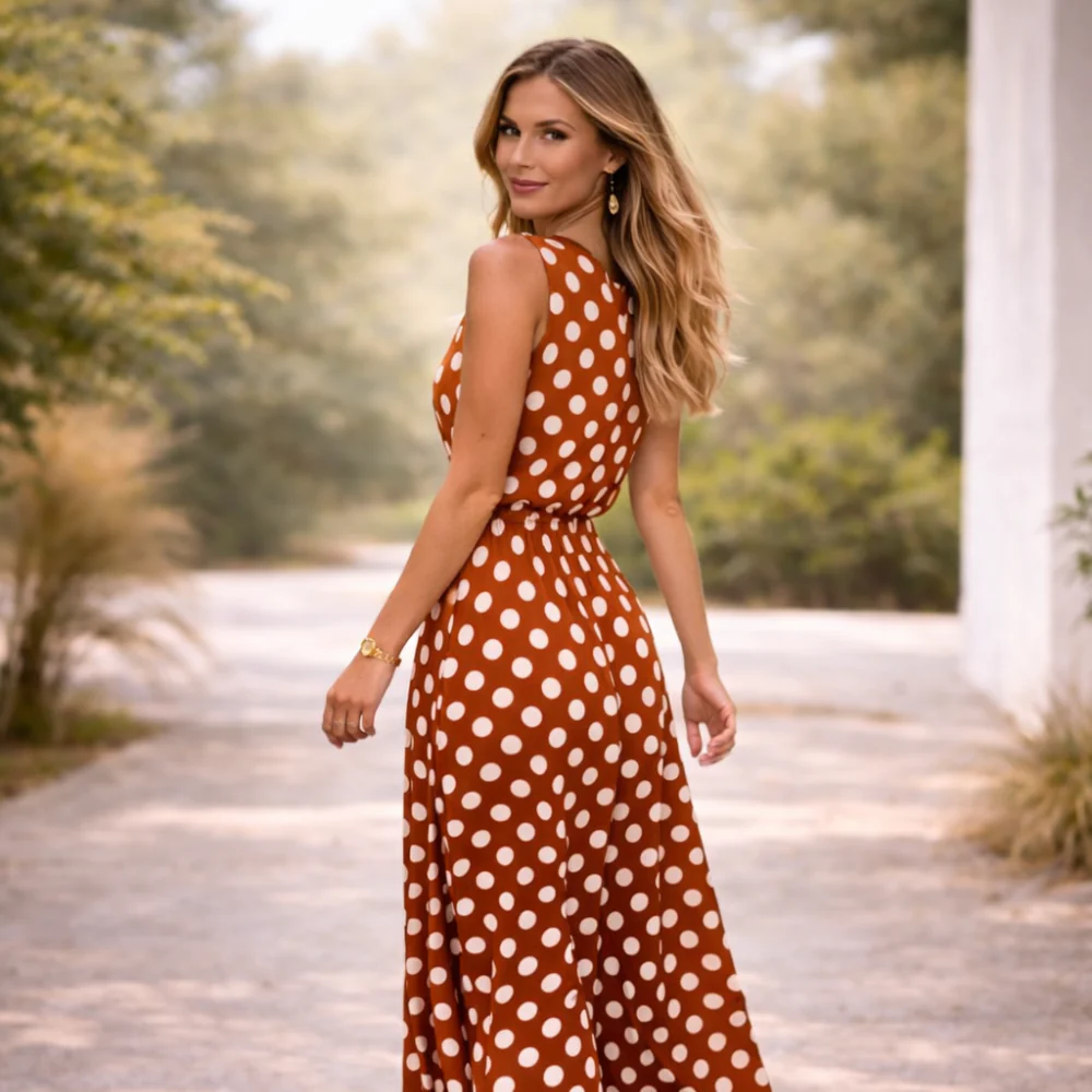 Robe Maxi à Pois | Inspiration Vintage | Coupe Flatteuse - Image 6