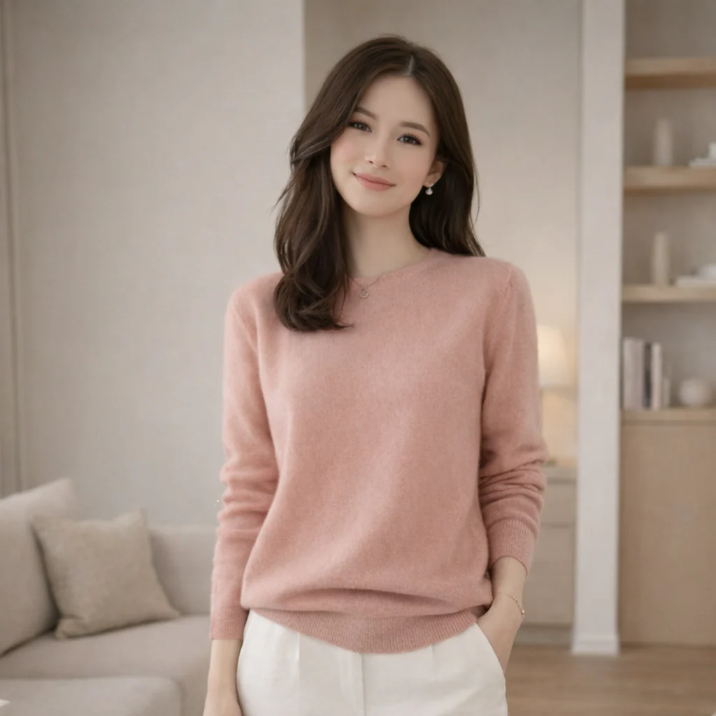 Pull col rond classique en cachemire pour femme | Confort intemporel - Image 4