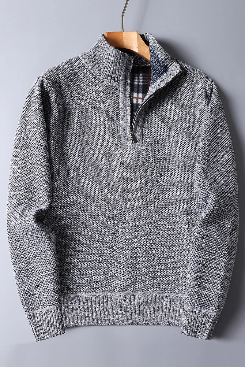 Pull homme - col montant - fermeture éclair - chaud - élégant - Image 2