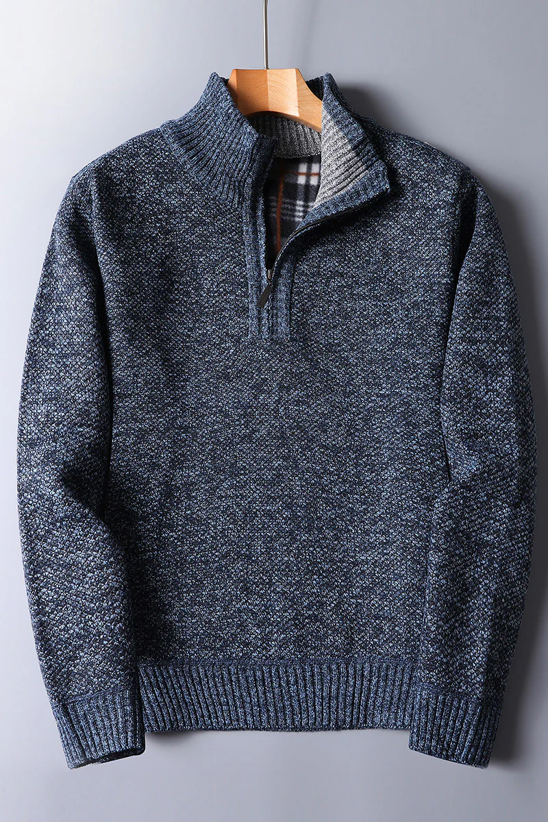 Pull homme - col montant - fermeture éclair - chaud - élégant - Image 3